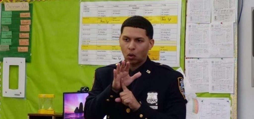 An interview with a signing NYPD officer